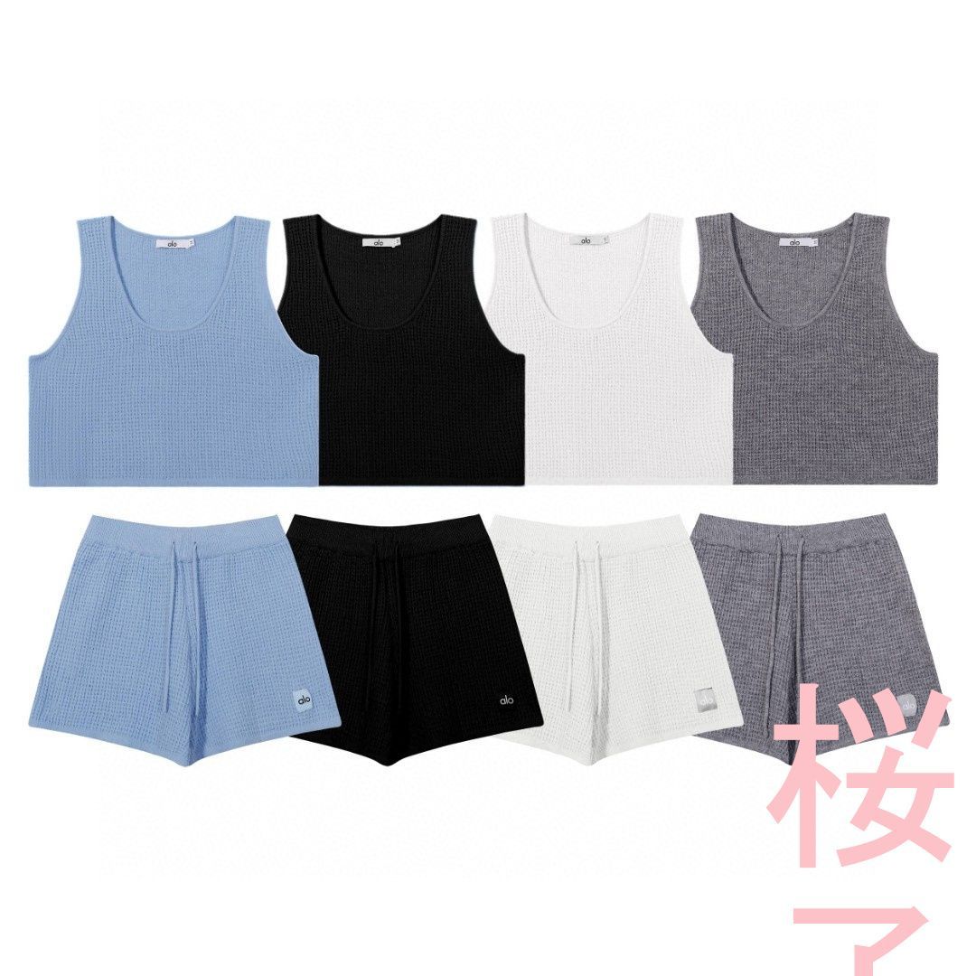 alo yoga クロップド リブ タンクトップ 上下セット