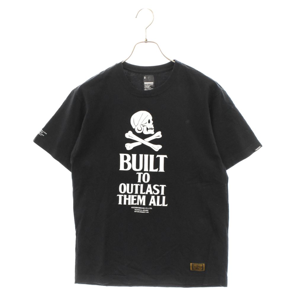 NEIGHBORHOOD (ネイバーフッド) スカル ロゴプリント クルーネック 半袖カットソー Tシャツ ブラック