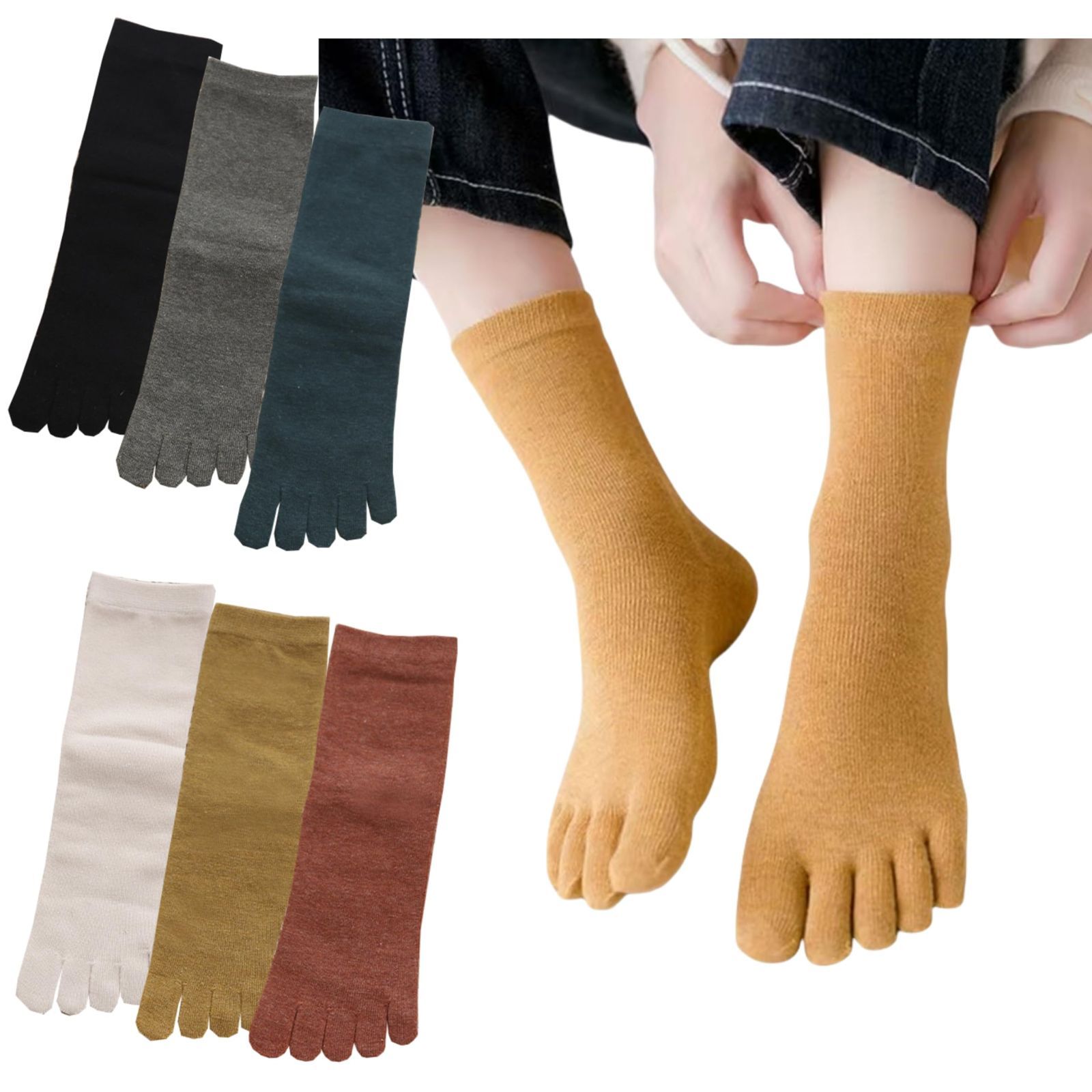 足臭対策 ハーフ丈 ランニング スポーツ 綿 アンクル 抗菌 消臭 6カラー ソックス 5本指 レディース 6足セット chocolate circle