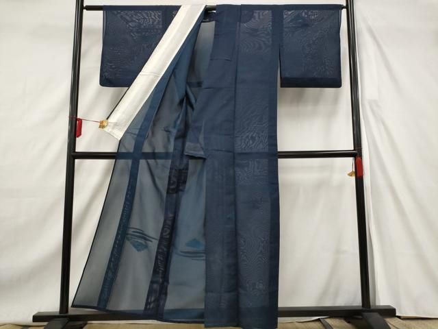 平和屋着物＊夏物 色無地 絽 濃藍色 洗える着物 未使用 CAAT2617xi