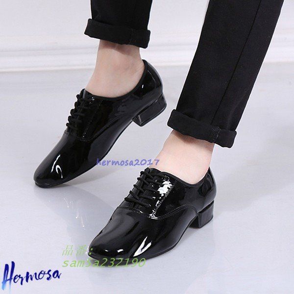 社交ダンス ダンスューズ メンズ モダン エナメル 光沢感 クラシカル ジャズ用通気性に優れ ワルツ 各種ダンス am5a232190