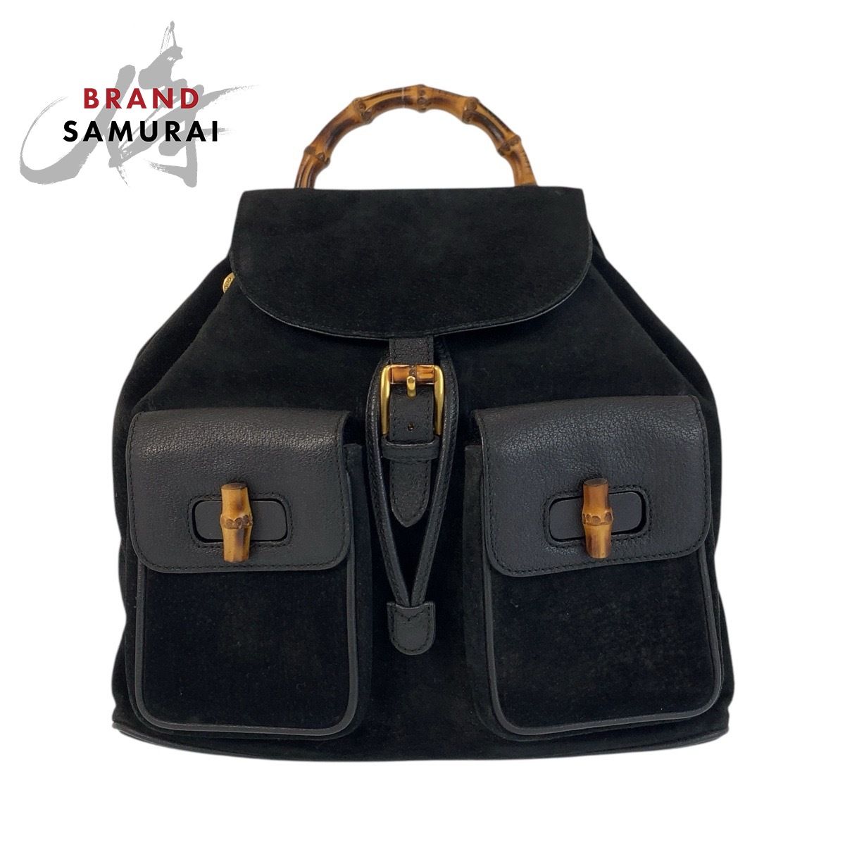 GUCCI グッチ バンブー ブラック 黒 ゴールド金具 スウェード/レザー 