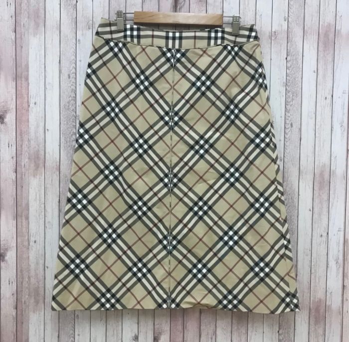 バーバリー ロンドン BURBERRY LONDON スカート ひざ丈 台形 ノバチェック 13 ベージュ系 MR68