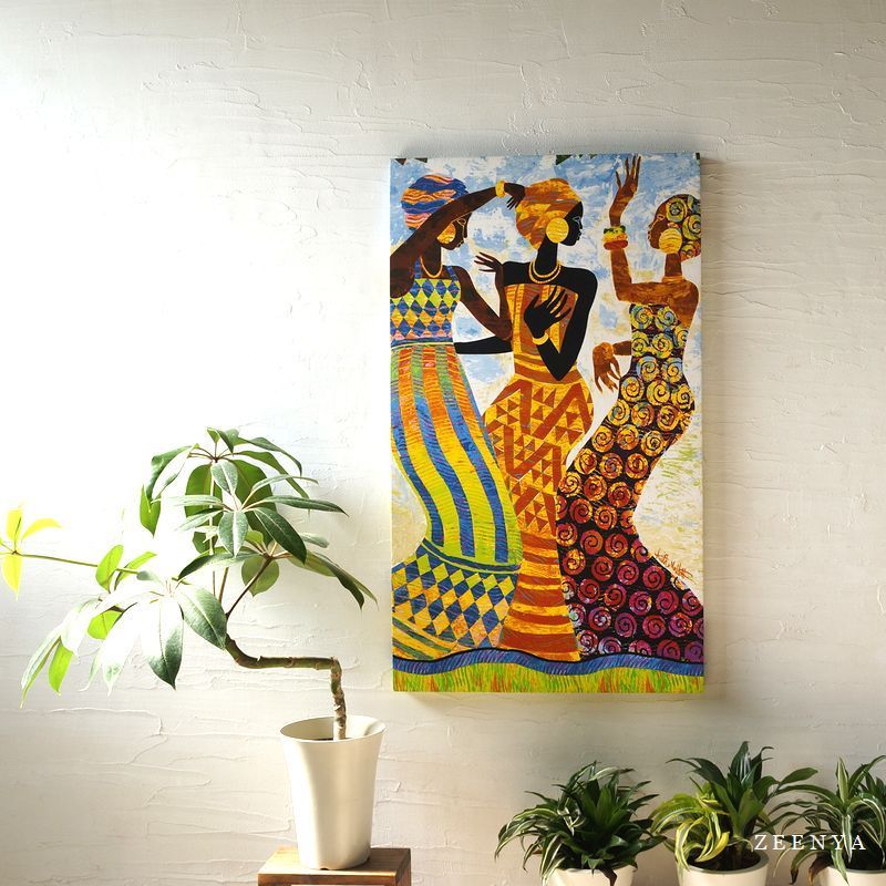 ファブリックパネル 90×52cm オリエンタルアートパネル アフリカン 縦長 ZEENYA