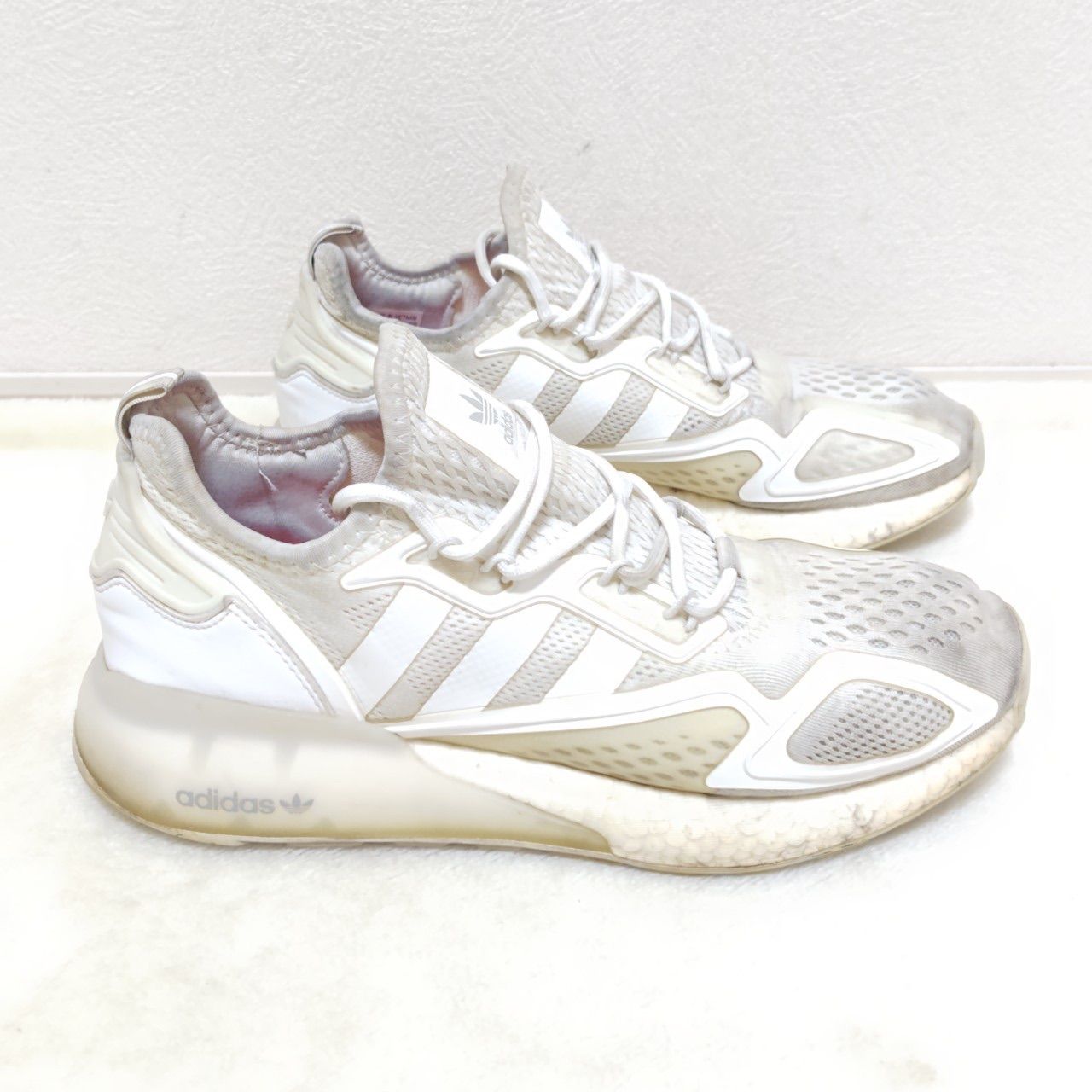 【adidas】アディダス スニーカー シューズ ZX 2K BOOST ZX 2K ブースト ブランドロゴ 厚底 シンプル カジュアル スポーツMIX 白 ホワイト メンズ サイズ26.5cm/M16094jZ