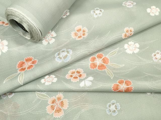 平和屋着物 夏物 小紋 反物 着尺 絽 芝花文 撫子 洗える着物 DAAW7451zzz
