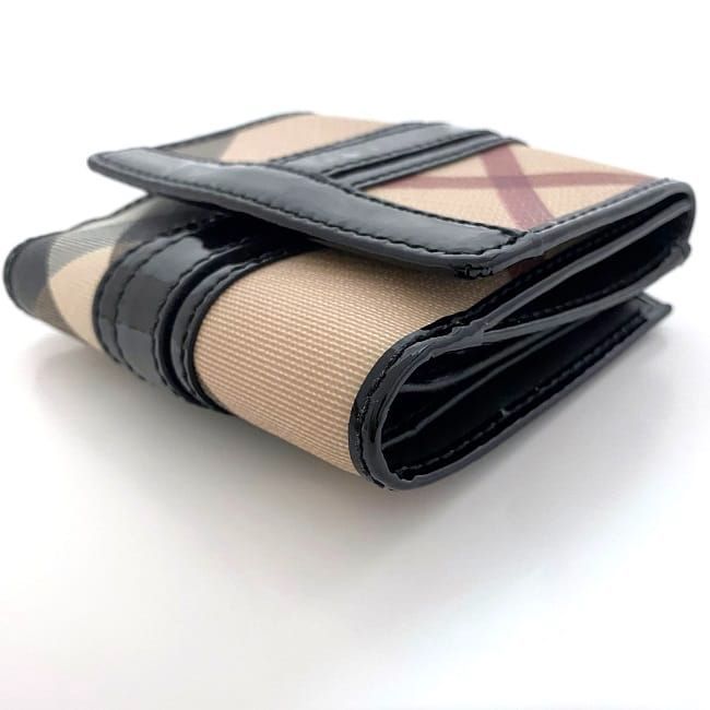 バーバリー Wホック 財布 ベージュ ブラック チェック 美品 ダブル