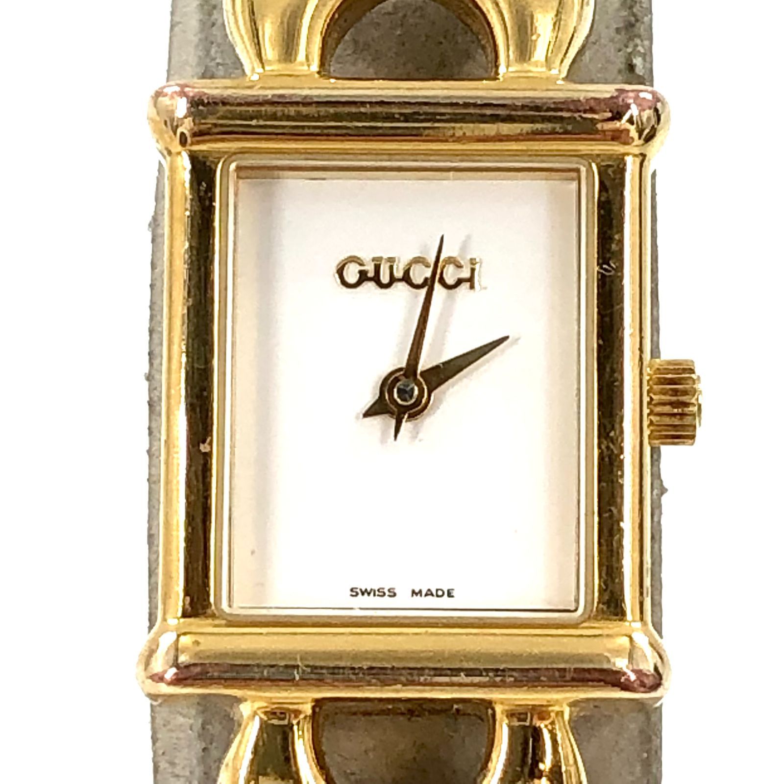 GUCCI グッチ 1800L チェンジベルト QZ 稼働品 白文字盤 スクエア 替え