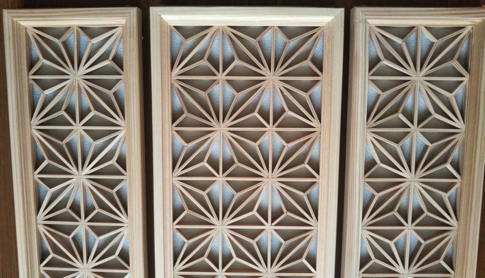 62 ❣️特価！値段交渉OK❣️麻の葉組子アクリル板入り　3枚一組 62 ❣️特価！値段交渉OK❣️麻の葉組子アクリル板入り 3枚一