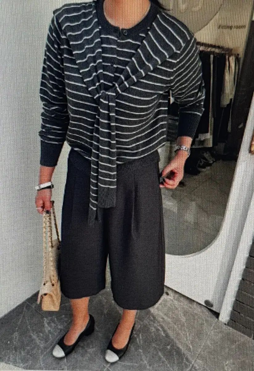 海外発送 ストライプ ニット カーディガン -ショール セット