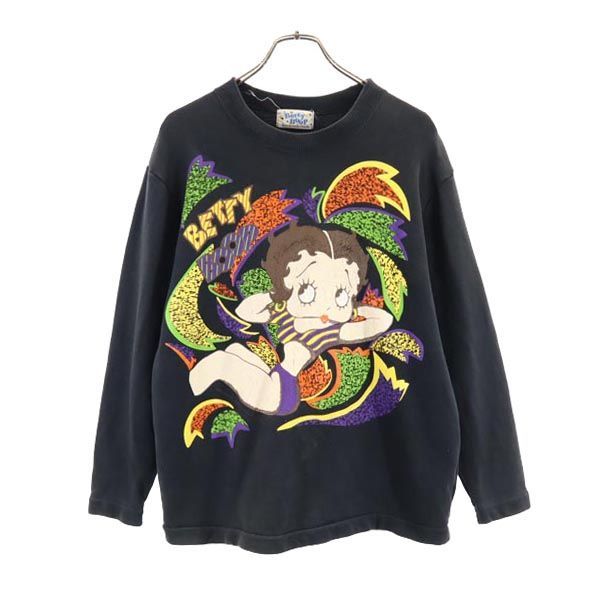 ベティーブープ オールド プリント スウェット 長袖トレーナー L 黒 BettyBoop メンズ 【中古】  【230923】