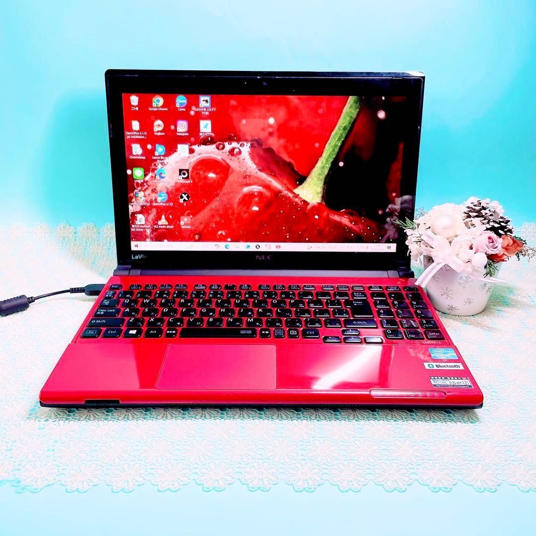 大容量1TB❣️高性能Corei7✨️ブルーレイ対応 小型 おしゃれ赤ノート