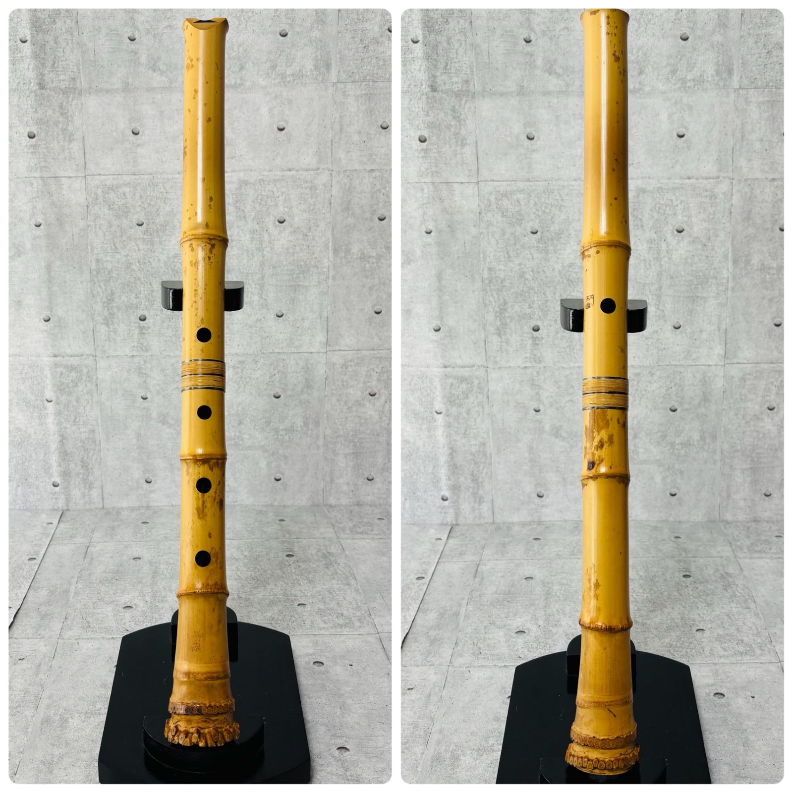 尺八 林山 銘 1.9尺 歌口銀縁 藤巻 銀三線 琴古流 和楽器 笛 虚無僧 尺八 林山 銘 1.8尺 歌口銀縁 藤巻 銀三線 琴古流 和楽器 笛