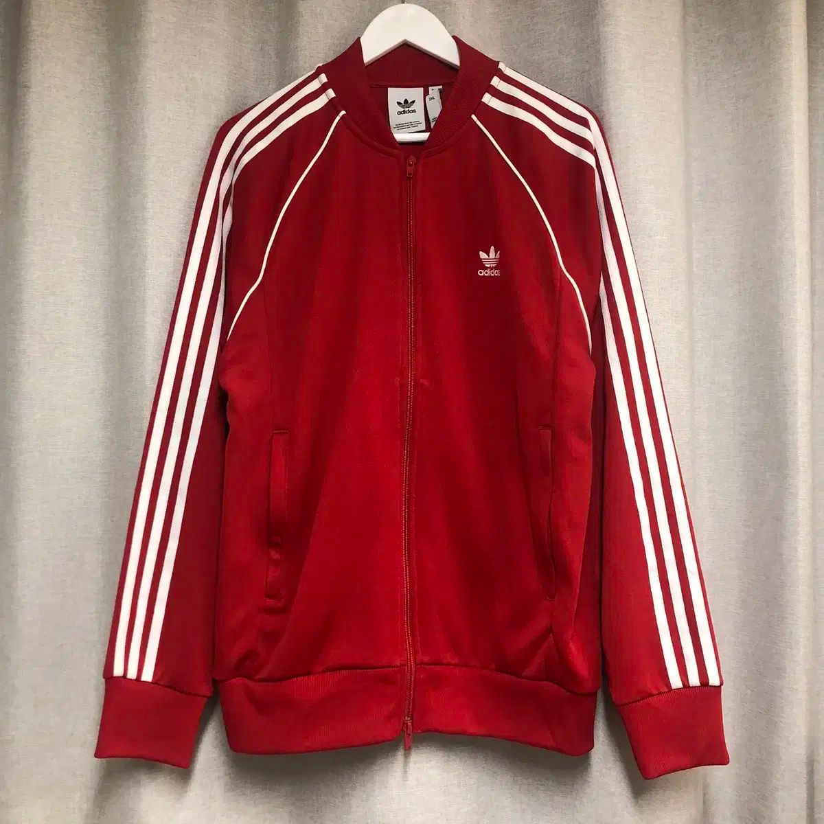 adidas レッド 3ストライプ ジャケット 2XL adidas(アディダス) 3本線 レッド トラックトップス ジャージ