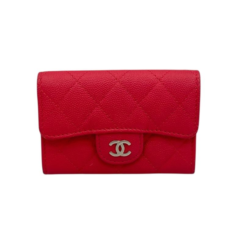 シャネル CHANEL クラシックフラップ カードケース AP0214 レッド キャビアスキン レディース カードケース