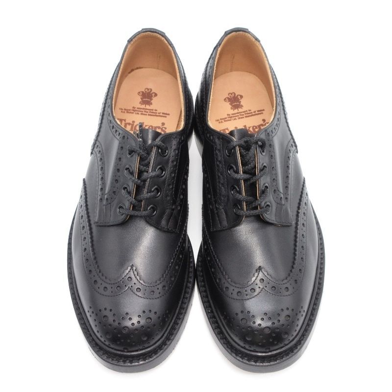 未使用 Tricker's トリッカーズ UK7.5 ダービーブローグシューズ 5633/67 BOURTON バートン ウイングチップ レザーソール  黒 70015713 - メルカリ