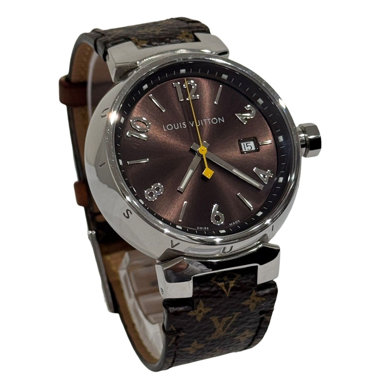 LOUIS VUITTON ルイ ヴィトン タンブール GM Q1111 腕時計メンズ クオーツ ブラウン文字盤 動作品 12505K217