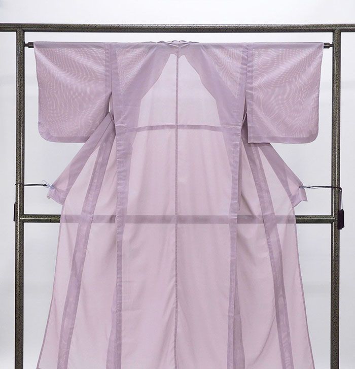 長襦袢　正絹　紫　美品　身丈134ｃｍ　裄70ｃｍ　ロング　未使用 小紋 身丈169.5cm 裄丈69cm L 袷 開き名古屋帯セット 雪輪 霞
