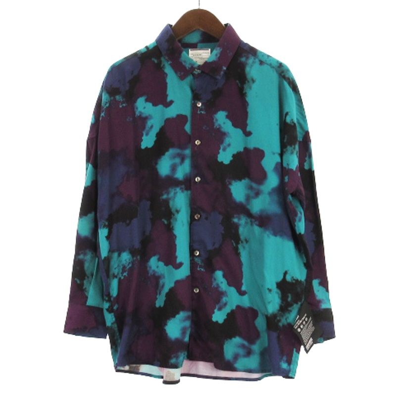 シャリーフ SHAREEF SMOKE PT L/S SHIRT シャツ 長袖 タイダイ柄 総柄 21313020 ブルー系 パープル系 1
