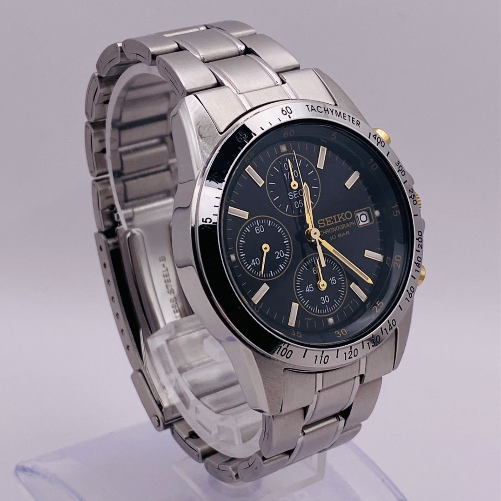 SEIKO クロノグラフ SBTQ043 7t92-0dw0 クォーツ ブラック Seiko Chronograph 100m 7T92-0DW0 Quartz Analog Mens Watch