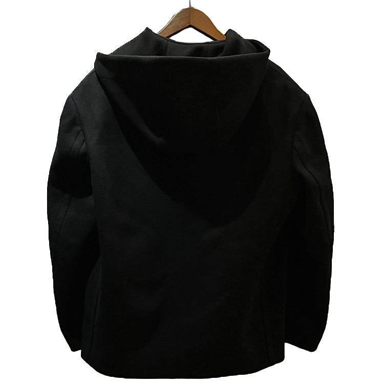 LOUIS VUITTON 黒 フード付きウールコート LOUIS VUITTON 黒 フード