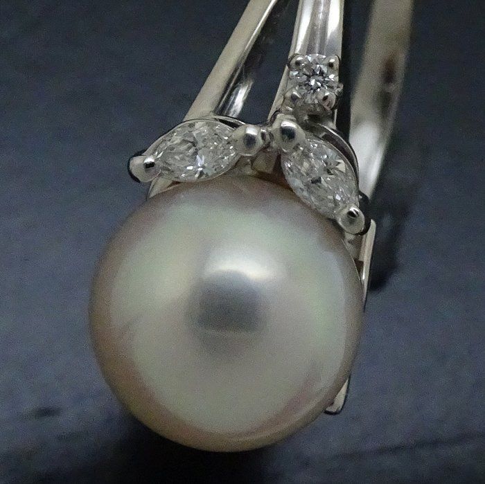 MIKIMOTO ミキモト パール リング 指輪 真珠9ミリ ダイヤモンド 12号