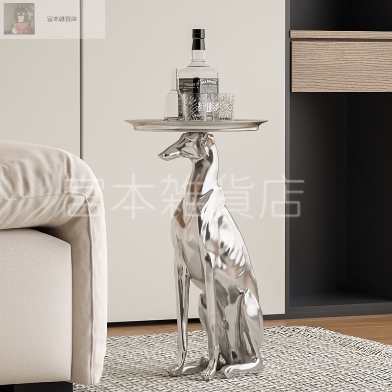ドーベルマン 犬 サイドテーブル ユニーク ブラック シルバー おしゃれ かわいい ラグジュアリー インテリア 動物 アニマル ナイトテーブル