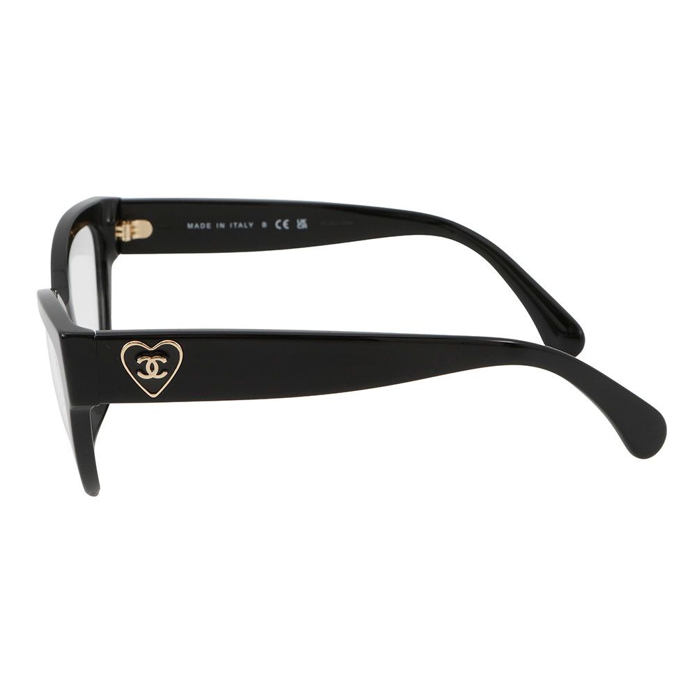 シャネル 伊達メガネ ハート ココマーク メガネフレーム 55□16 140 3436-A CHANEL アイウェア 黒