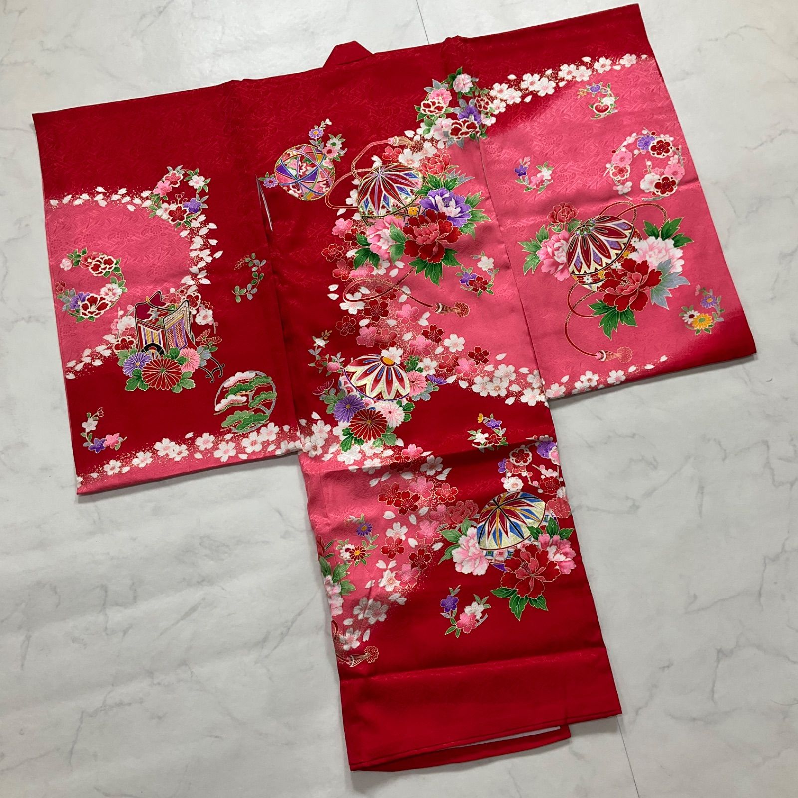 ◆kimono+one◆未使用同然◆産着◆お宮参り◆3歳用◆子供着物◆長襦袢付き◆七五三◆女の子着物◆七五三お詣り女の子着物こどものひお正月卒業式◆U10