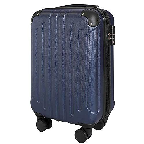 ネイビー_Sサイズ スーツケース アイリスプラザ キャリーバッグ 軽量 Sサイズ 40L 拡張機能付 ダブルキャスター 1~3泊 旅行 ネイビー