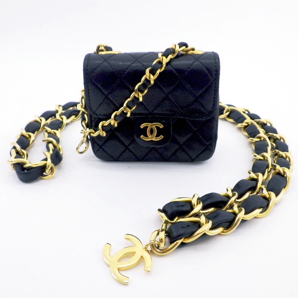 CHANEL シャネル ラムスキン ミニミニマトラッセ ポーチ付き チェーン