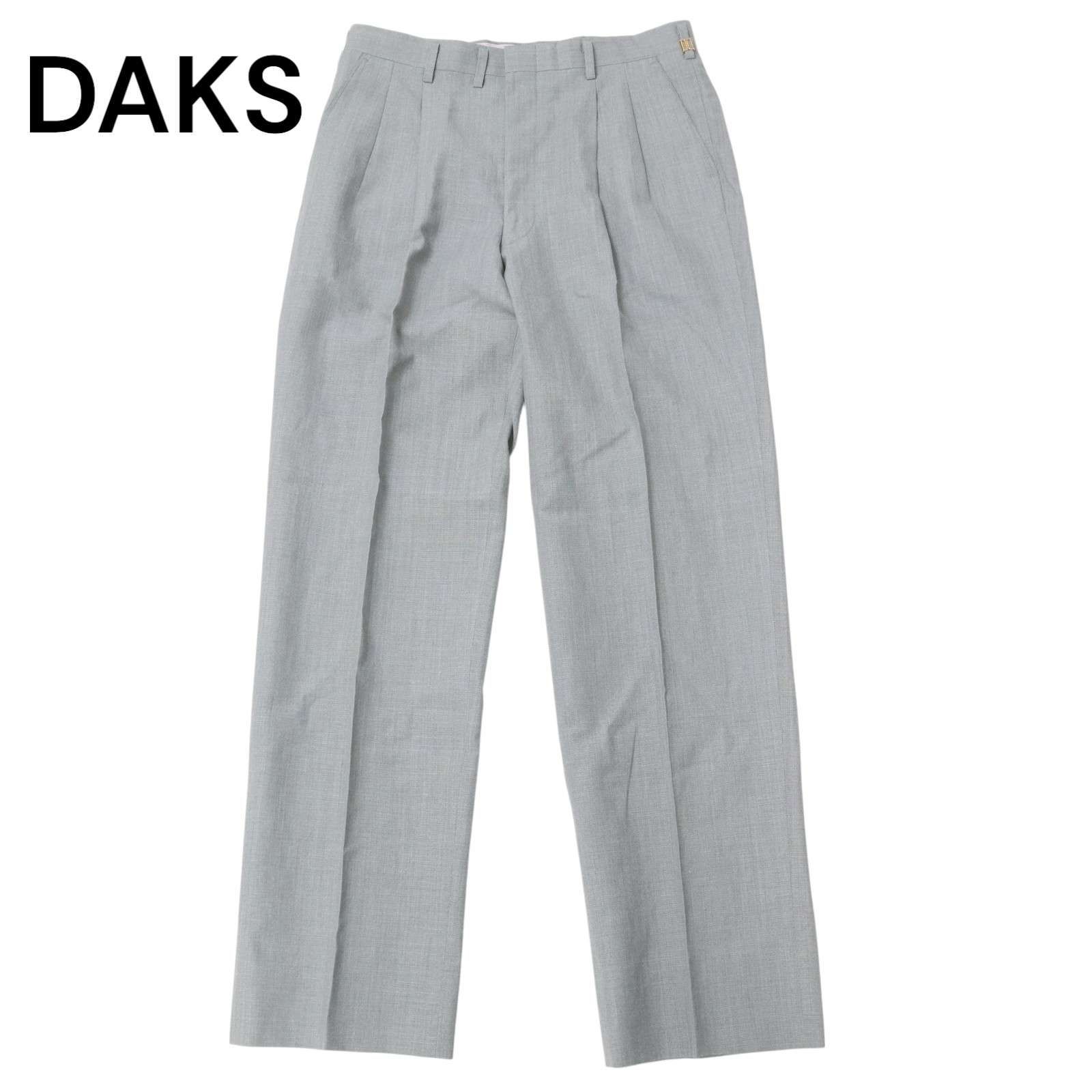DAKS ダックス 春夏 麻 リネン混☆ ロゴ 2タック入り スラックス