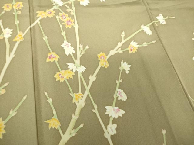 平和屋着物○本加賀友禅作家 東藤岳 訪問着 友禅 枝花文 正絹 逸品