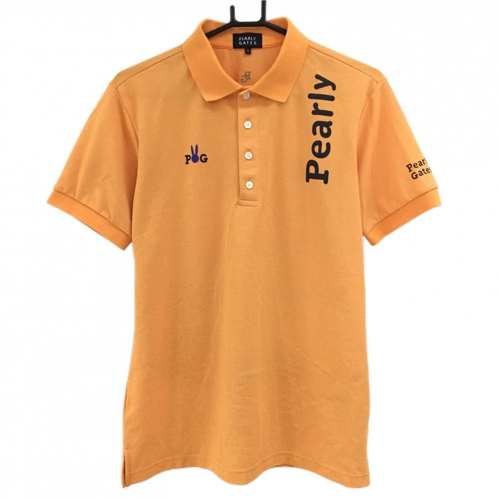 パーリーゲイツ 半袖ポロシャツ ライトオレンジ ロゴプリント メンズ 5 L ゴルフウェア 2025年モデル PEARLY GATES