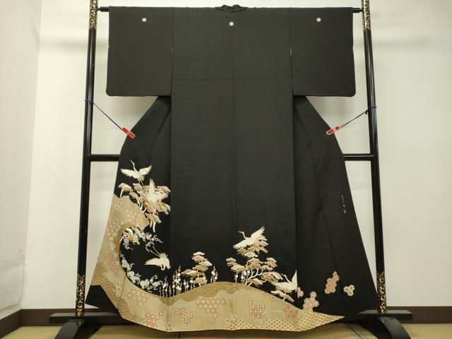 平和屋着物○皇室献上作家 北出与三郎 黒留袖 駒刺繍 飛鶴枝梅松文