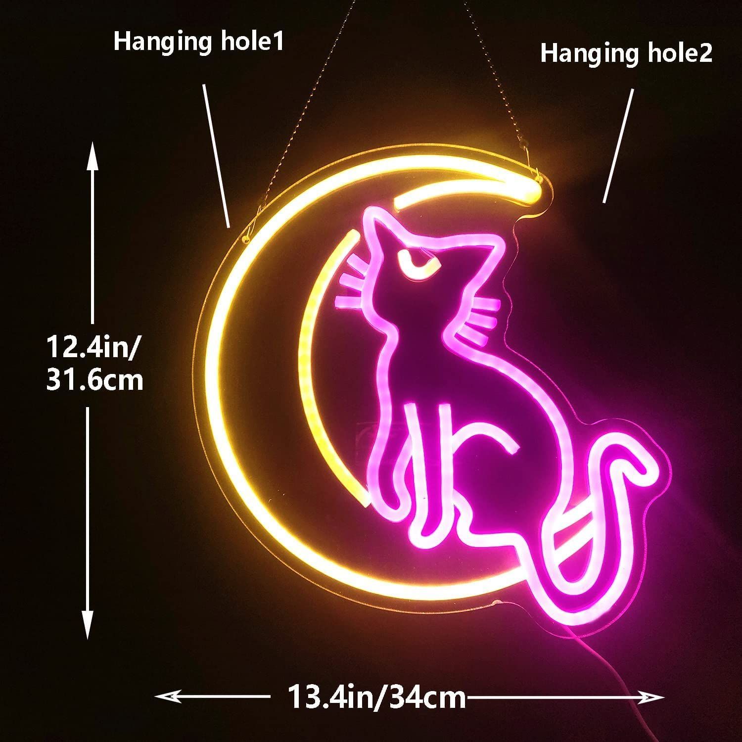 在庫処分】アニメ月ネオンサイン 調光可能 ledネオンライト 猫