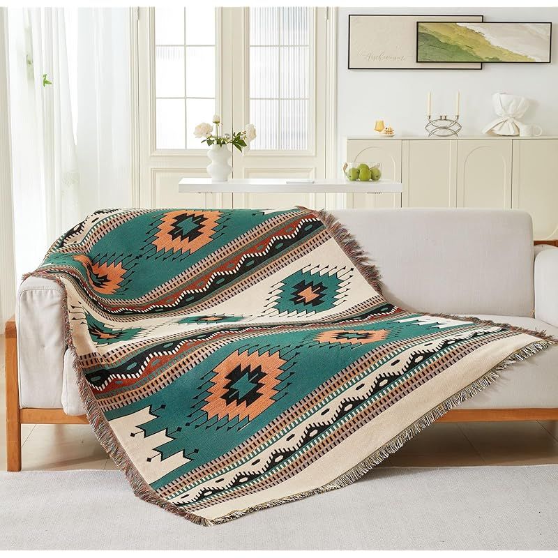 HomeFirst マルチカバー 長方形 大判 180*260cm マルチカバーソファー 北欧風 ソファーカバー 2人 3 人掛け リバーシブル おしゃれ ブランケットフリンジ付き 綿 ベッドカバー カウチ ベッドカバー