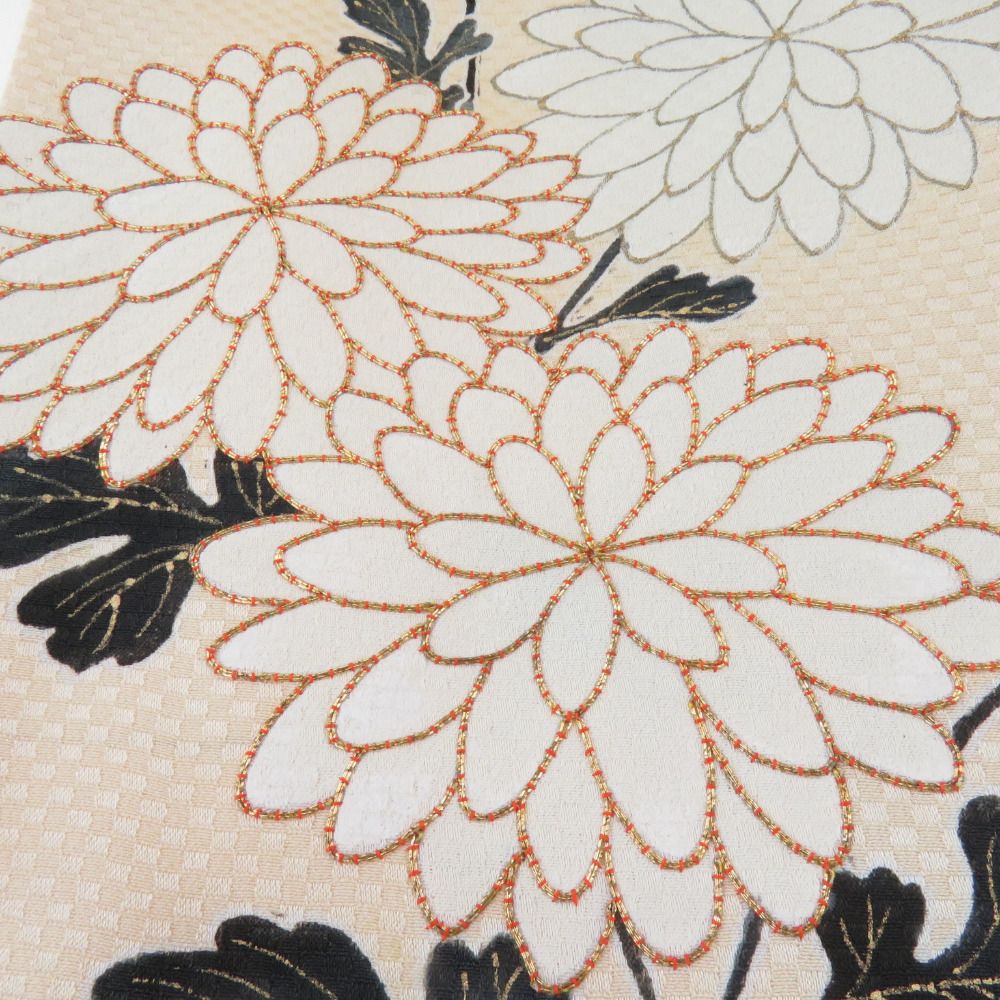 付下げ 上品な花模様 金駒刺繍 着物 正絹 紋なし 袷 広衿 RK-4413 訪問着 着物 中古 正絹 袷 フォーマル 紋付き 金駒刺繍 花の図