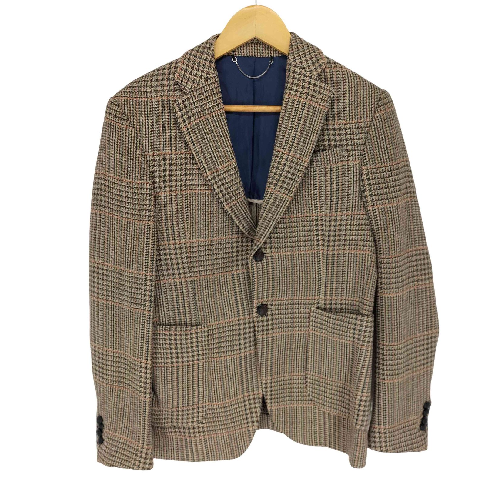 ザラ ZARA 金タグ ガンクラブチェックテーラードジャケット メンズ  46