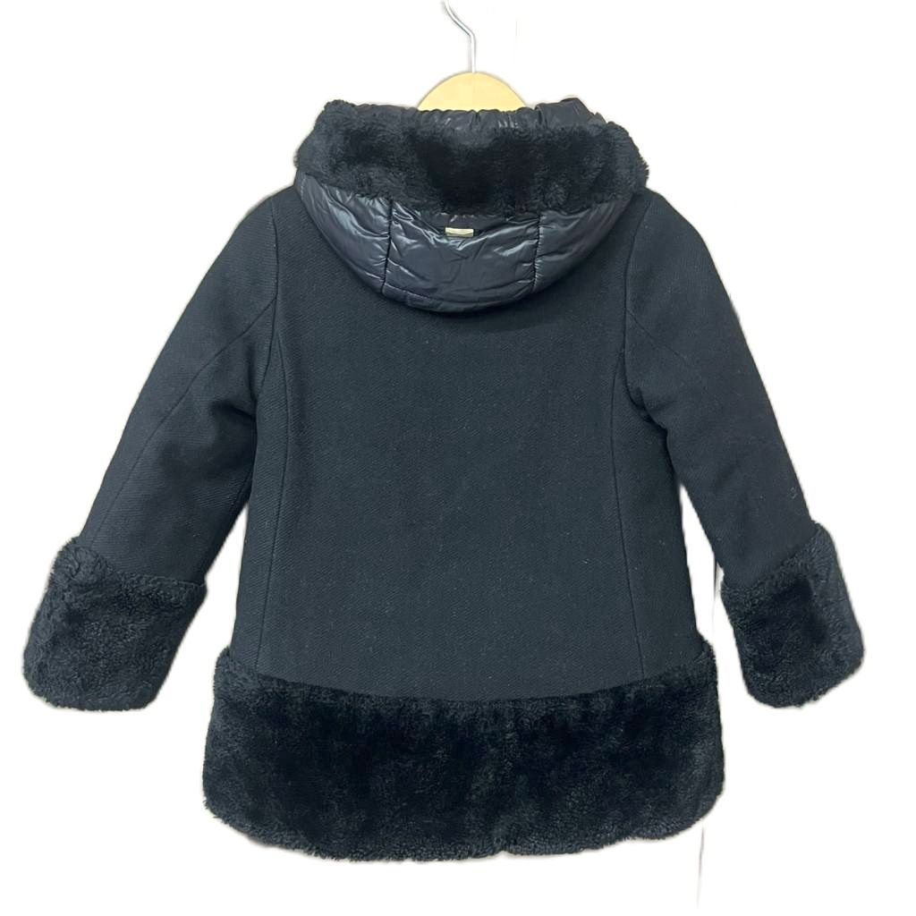 ヘルノ HERNO ボア フェイクファー ウールコート フーディー 6 A 120 cm程度 黒 ブラック GC 0017 G 39601