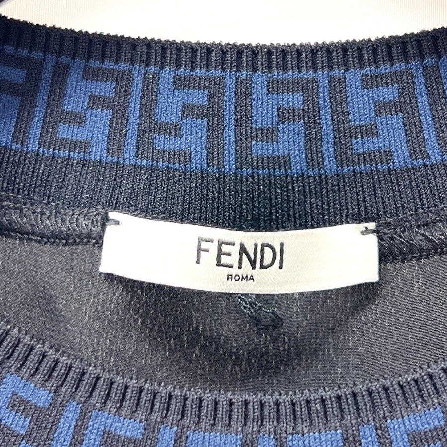 フェンディ FENDI 半袖Ｔシャツ ズッカ柄 シルク ブラック ブルー 未使用 - メルカリ