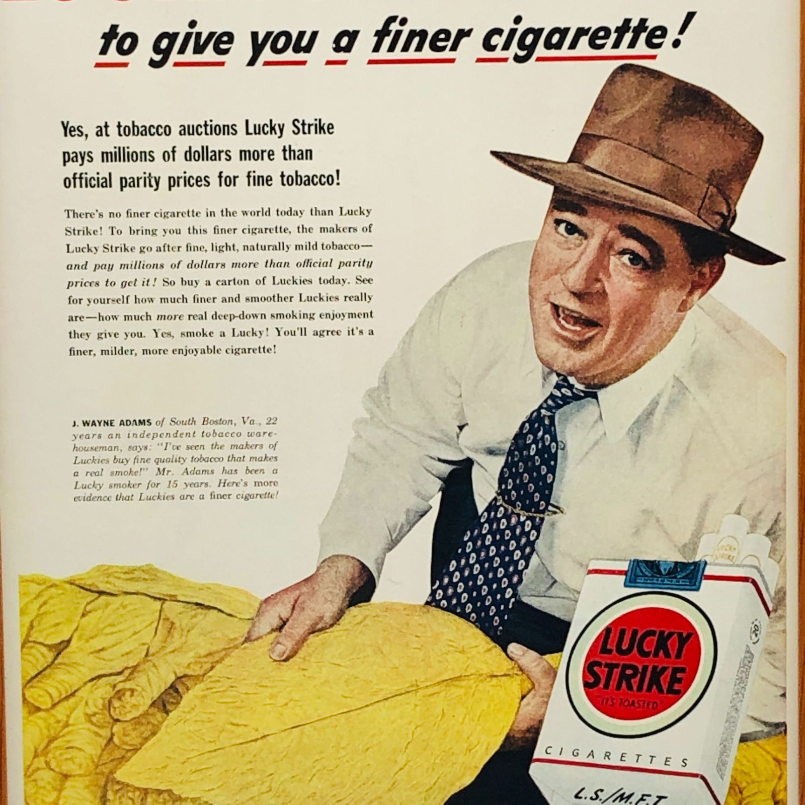 ビンテージ 広告　ポスター　『 ラッキーストライク (Lucky Strike) 』 1950's　額付　オリジナル アメリカ 輸入雑貨　※当時物　 ヴィンテージ　　アートフレーム　 ( AZ1875 )