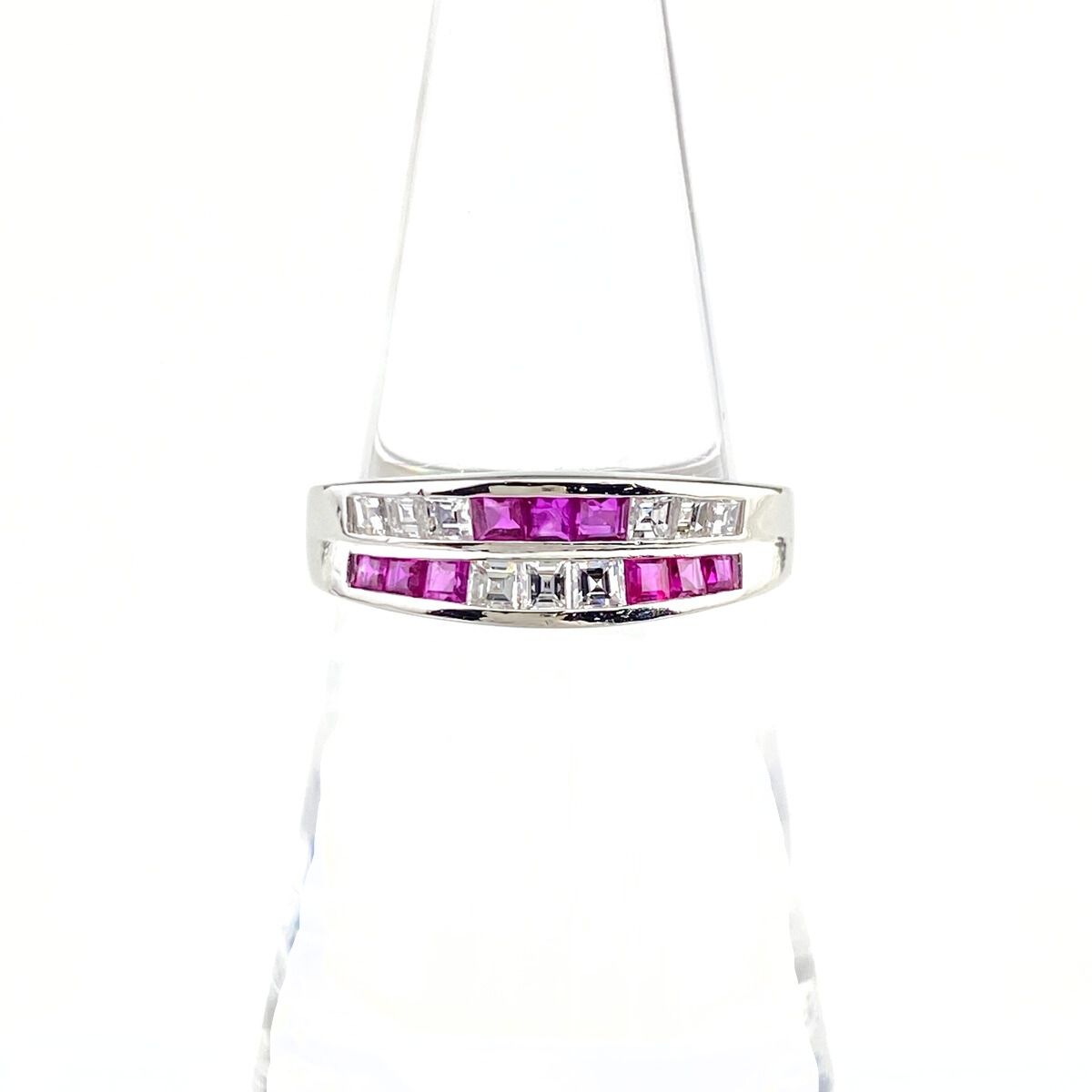 ルビー デザインリング プラチナ 指輪 メレダイヤ リング 11.5号 Pt900 ルビー メレダイヤ レディース