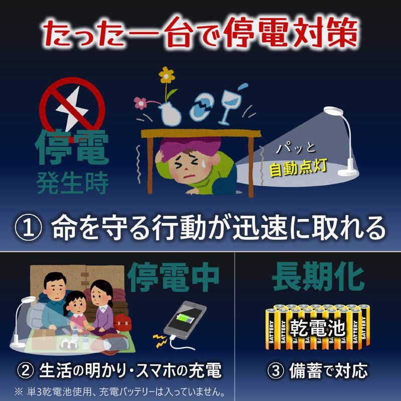 未開梱 兼備生活 目と命を守る多用途デスクライト LED 昼光色~電球色 KEN-01-W