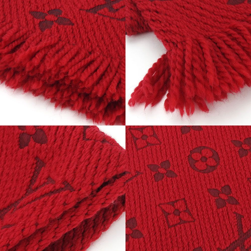 中古】ルイヴィトン マフラー エシャルプ・ロゴマニア M72432 レッド