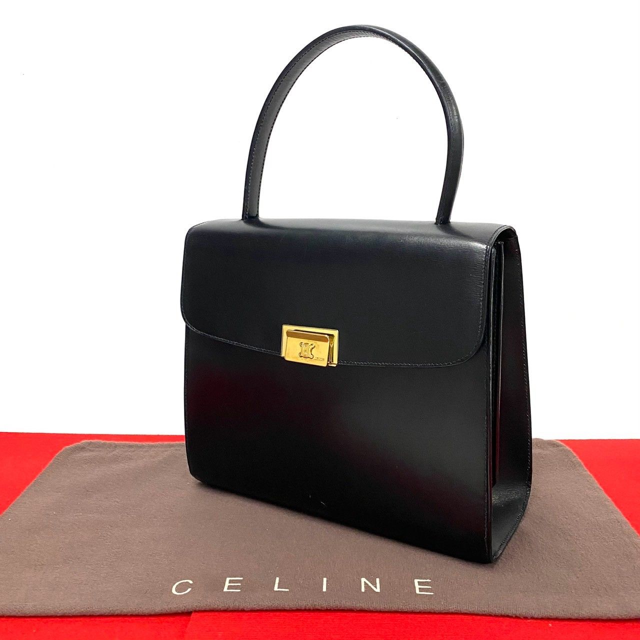 極 美品 袋付 CELINE セリーヌ ヴィンテージ トリオンフ ロゴ 金具 