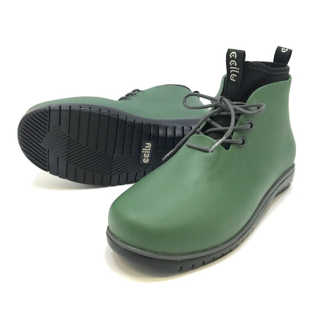 ☆ EARTH.GREEN/BLK ☆ 25cm ☆ ccilu PANTO POLA チル ccilu レインブーツ レディース メンズ スノーブーツ 雪 軽量 ショート レインシューズ 晴雨兼用 雨靴 ブーツ カジュアルシューズ スニーカー