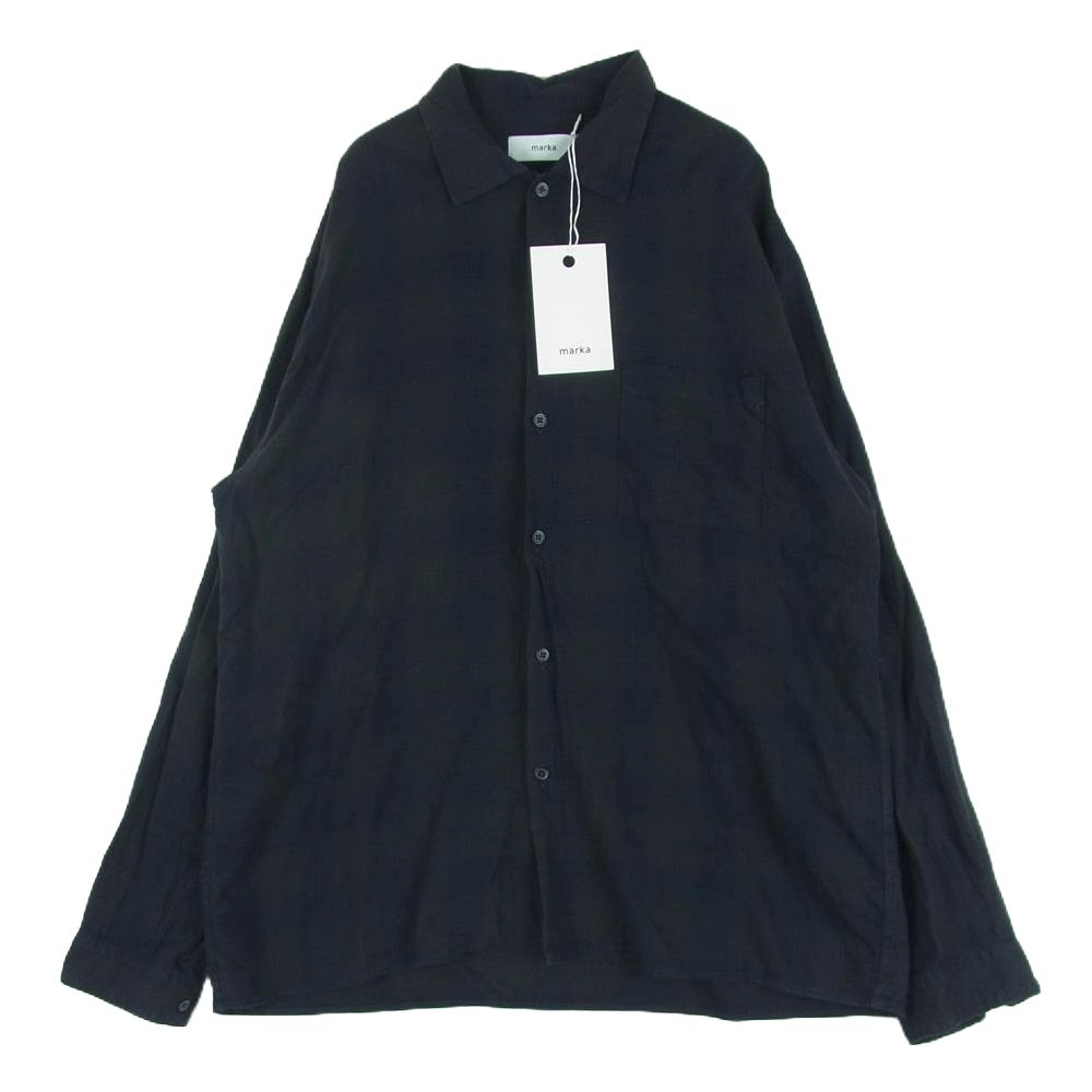 marka マーカ 24SS M24C11SH01C オーガニックコットン キュプラ チェック オープンカラー 長袖 シャツ ネイビー系 ブラック系 2【中古】