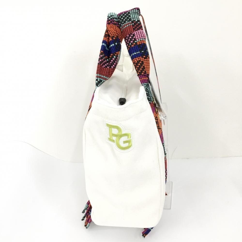 新品】パーリーゲイツ ビッグトートバッグ 白×マルチカラー ロゴ