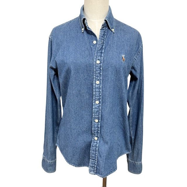 【状態◯】ラルフローレン デニムシャツ 長袖 古着 レディース Ralph Lauren - 90s USA製 ポロ ラルフローレン デニム シャツ